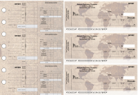 World Map Itemized Disbursement Payroll Designer Business Checks | BU3-7CDS26-IDP