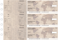 World Map Multi-Purpose Salary Voucher Business Checks | BU3-7CDS26-MPS