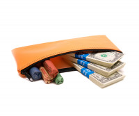 Orange Zipper Bank Bag, 5.5" X 10.5" | CUR-010