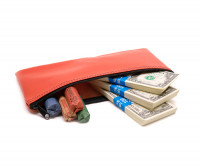 Red Zipper Bank Bag, 5.5" X 10.5" | CUR-011