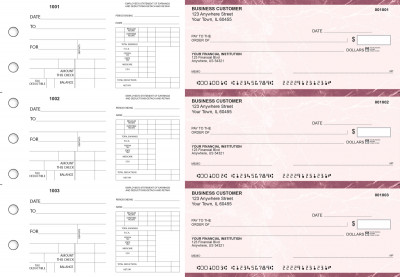 Burgundy Marble Dual Purpose Voucher Business Checks | BU3-7BMA01-DPV