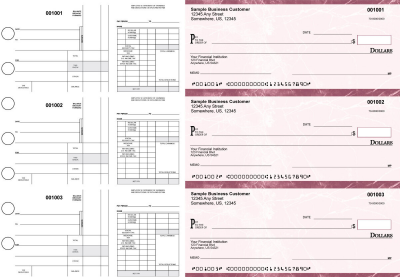 Burgundy Marble Disbursement Payroll Business Checks | BU3-7BMA01-FSP