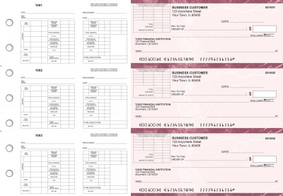 Burgundy Marble Multi-Purpose Corner Voucher Business Checks | BU3-7BMA01-MPV