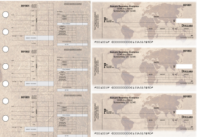 World Map Itemized Disbursement Payroll Designer Business Checks | BU3-7CDS26-IDP