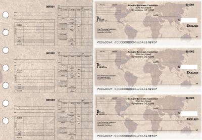 World Map Multipurpose Invoice Payroll Designer Business Checks | BU3-7CDS26-MIP