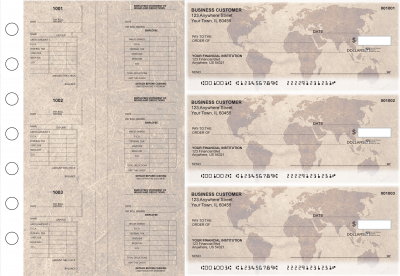 World Map Multi-Purpose Salary Voucher Business Checks | BU3-7CDS26-MPS