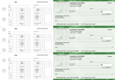 Green Marble Multi-Purpose Corner Voucher Business Checks | BU3-7GMA01-MPV