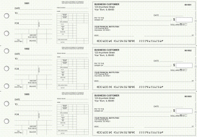 Green Knit Dual Purpose Voucher Business Checks | BU3-7GRN02-DPV