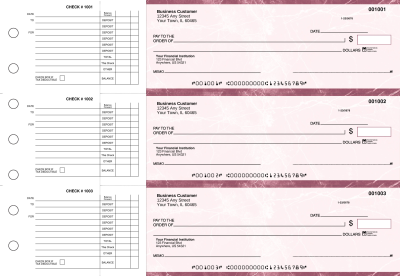 Burgundy Marble Accounts Payable Business Checks | BU3-BMA01-DED