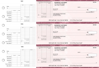 Burgundy Marble General Itemized Invoice Business Checks | BU3-BMA01-GII