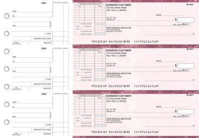 Burgundy Marble Standard Itemized Invoice Business Checks | BU3-BMA01-SII