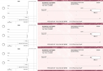 Burgundy Marble Standard Mailer Business Checks | BU3-BMA01-SML