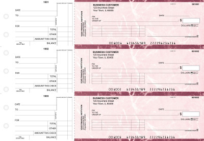 Burgundy Marble Standard Invoice Business Checks | BU3-BMA01-SNV