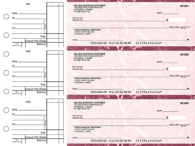 Burgundy Marble Standard Business Checks | BU3-BMA01-STA
