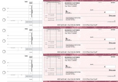 Burgundy Marble Itemized Invoice Business Checks | BU3-BMA01-TNV