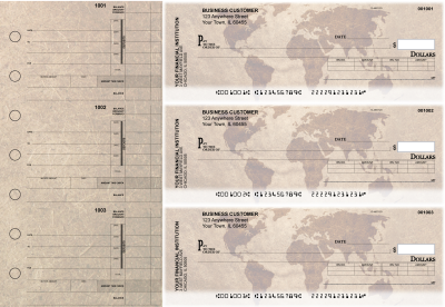 World Map Invoice Business Checks | BU3-CDS26-INV