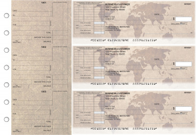 World Map Standard Itemized Invoice Business Checks | BU3-CDS26-SII