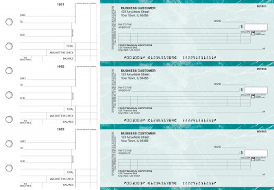 Teal Marble Itemized Counter Signature Business Checks | BU3-EMA01-ICS