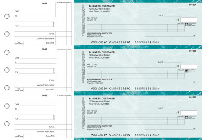 Teal Marble Itemized Counter Signature Business Checks | BU3-EMA01-ICS