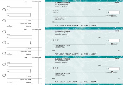 Teal Marble Standard Counter Signature Business Checks | BU3-EMA01-SCS