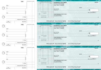 Teal Marble Standard Itemized Invoice Business Checks | BU3-EMA01-SII