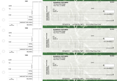 Green Marble Standard Invoice Business Checks | BU3-GMA01-SNV