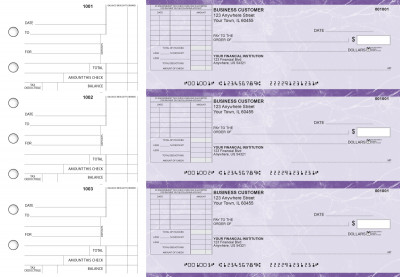 Purple Marble Standard Itemized Invoice Business Checks | BU3-UMA01-SII