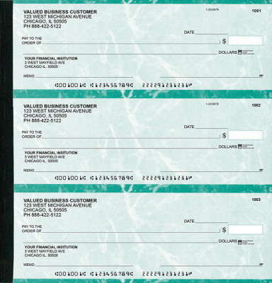 Teal Marble Executive Deskbook Checks | EDB-EM