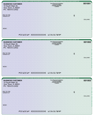 Blue Green 3 Per Page Laser Checks | L3C-BG