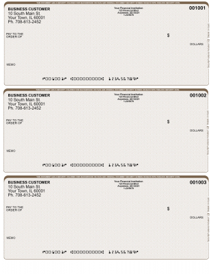 Tan Safety 3 Per Page Laser Checks | L3C-TS