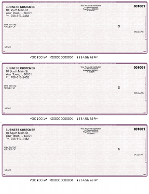 Violet Safety 3 Per Page Laser Checks | L3C-VS