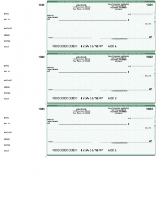 Green Safety 3 Per Page Wallet Checks | L3P-GS