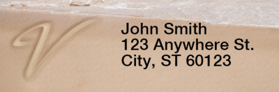Sand Written Monogram 'V' Narrow Address Labels | LRRMONO-07V