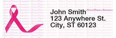 Breast Cancer Awareness Ribbon Narrow Address Labels | LRRRIB-09