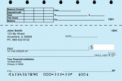 Blue Safety Top Stub Personal Checks | TSVAL-001