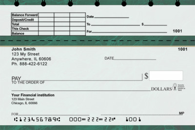 Green Marble Top Stub Checks | TSVAL-018