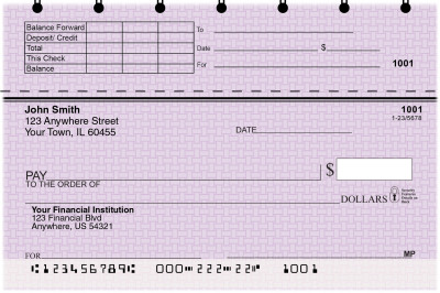 Purple Safety Top Stub Personal Checks | TSVAL-27