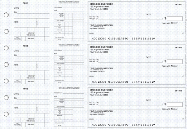 Blue Knit Dual Purpose Voucher Business Checks | BU3-7BLU02-DPV