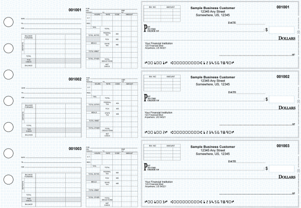 Blue Knit Multipurpose Invoice Payroll Business Checks | BU3-7BLU02-MIP