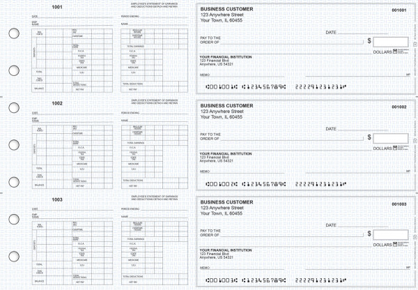 Blue Knit Multi-Purpose Hourly Voucher Business Checks | BU3-7BLU02-MPH