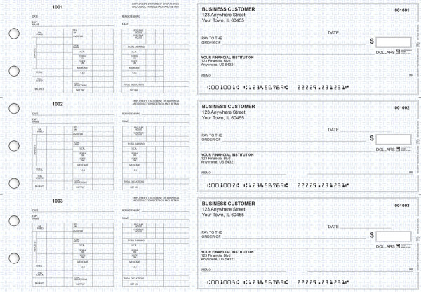 Blue Knit Multi-Purpose Hourly Voucher Business Checks | BU3-7BLU02-MPH