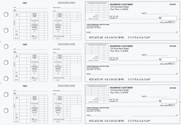 Blue Knit Multi-Purpose Corner Voucher Business Checks | BU3-7BLU02-MPV