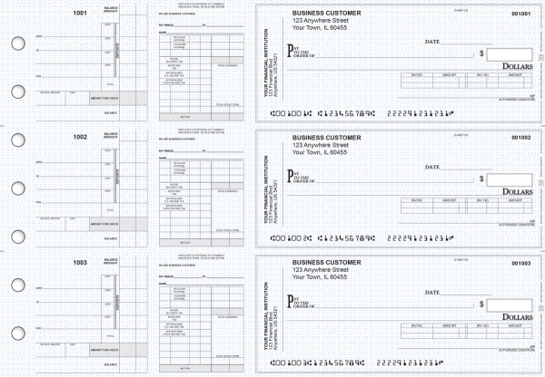 Blue Knit Payroll Invoice Business Checks | BU3-7BLU02-PIN