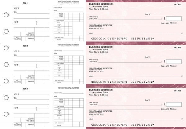 Burgundy Marble Dual Purpose Voucher Business Checks | BU3-7BMA01-DPV