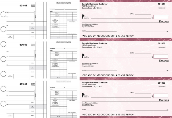 Burgundy Marble Disbursement Payroll Business Checks | BU3-7BMA01-FSP