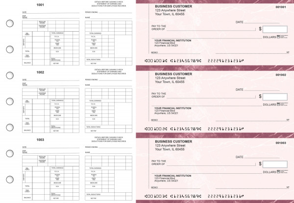Burgundy Marble Multi-Purpose Counter Signature Business Checks | BU3-7BMA01-MPC