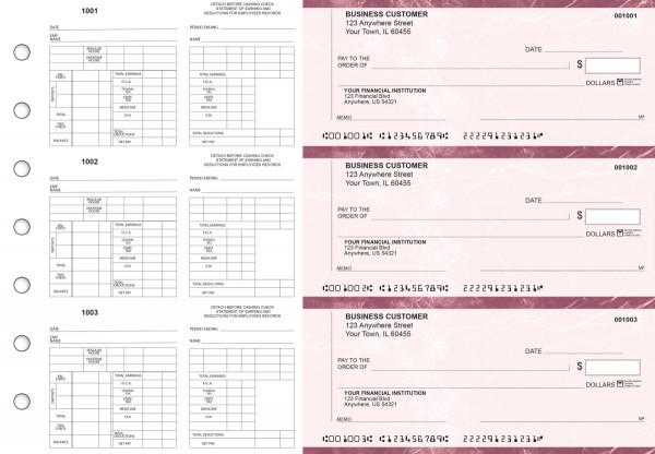 Burgundy Marble Multi-Purpose Counter Signature Business Checks | BU3-7BMA01-MPC