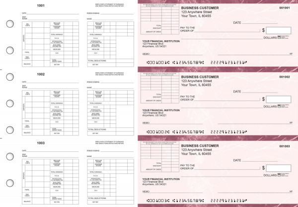 Burgundy Marble Multi-Purpose Corner Voucher Business Checks | BU3-7BMA01-MPV