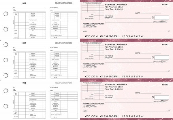 Burgundy Marble Multi-Purpose Corner Voucher Business Checks | BU3-7BMA01-MPV