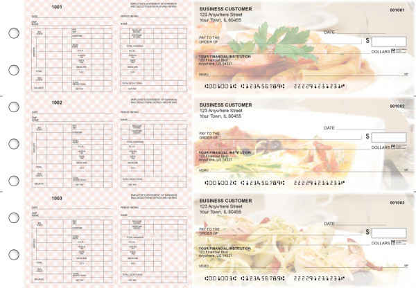 Italian Cuisine Multi-Purpose Hourly Voucher Business Checks | BU3-7CDS05-MPH